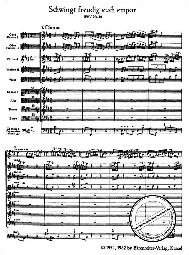 Notenbild für BATP 1036 - KANTATE 36 SCHWINGT FREUDIG EUCH EMPOR BWV 36