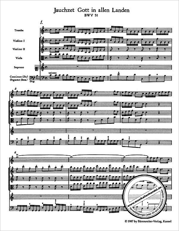 Notenbild für BATP 1051 - KANTATE 51 JAUCHZET GOTT IN ALLEN LANDEN BWV 51