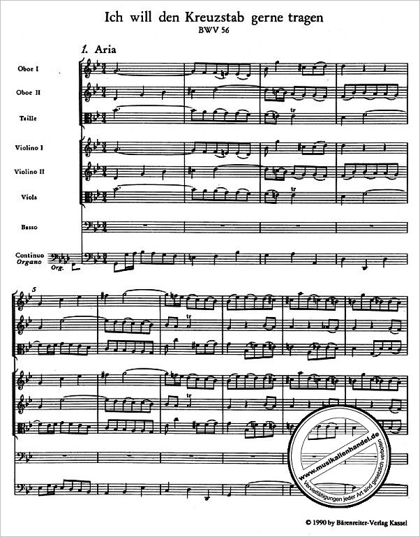 Notenbild für BATP 1056 - KANTATE 56 ICH WILL DEN KREUZSTAB GERNE TRAGEN BWV 56