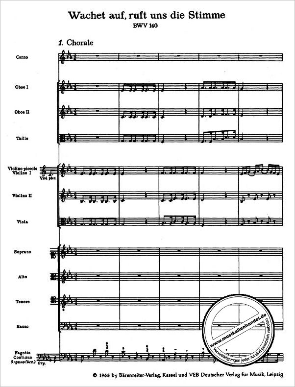 Notenbild für BATP 1140 - KANTATE 140 WACHET AUF RUFT UNS DIE STIMME BWV 140