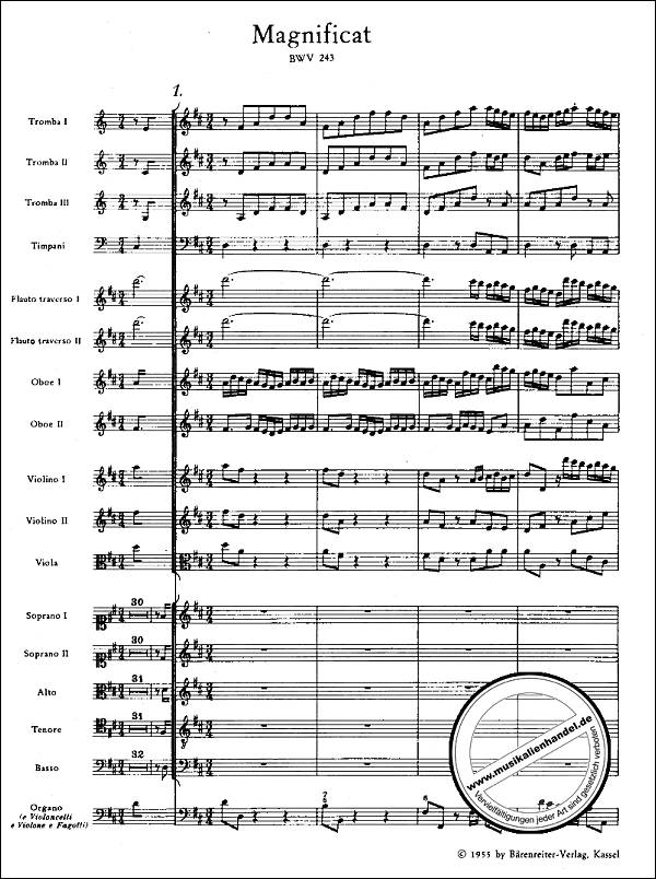 Notenbild für BATP 2 - MAGNIFICAT D-DUR BWV 243