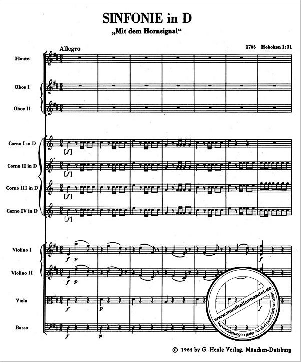 Notenbild für BATP 229 - SINFONIE 31 D-DUR HOB 1/31 (HORNSIGNAL)