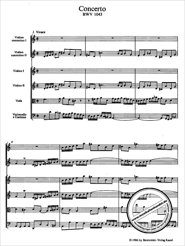 Notenbild für BATP 284 - KONZERT D-MOLL BWV 1043