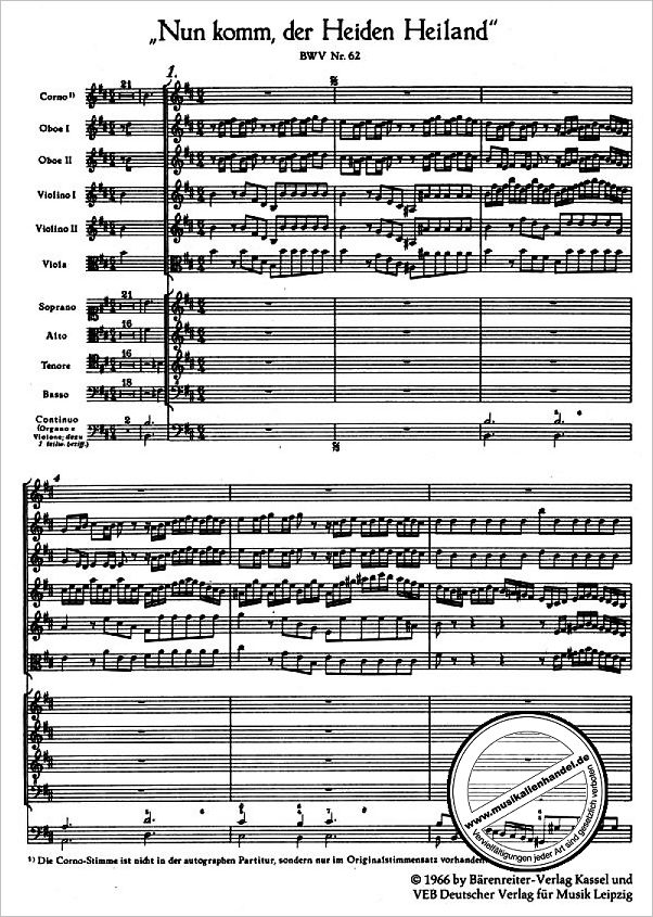 Notenbild für BATP 52 - KANTATE 62 NUN KOMM DER HEIDEN HEILAND BWV 62