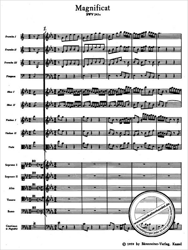 Notenbild für BATP 58 - MAGNIFICAT ES-DUR BWV 243A