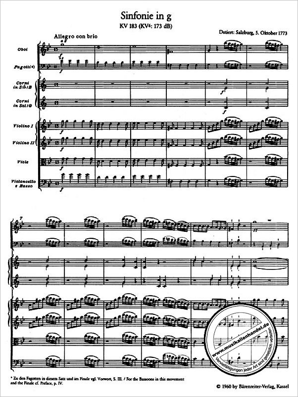 Notenbild für BATP 76 - SINFONIE 25 G-MOLL KV 183