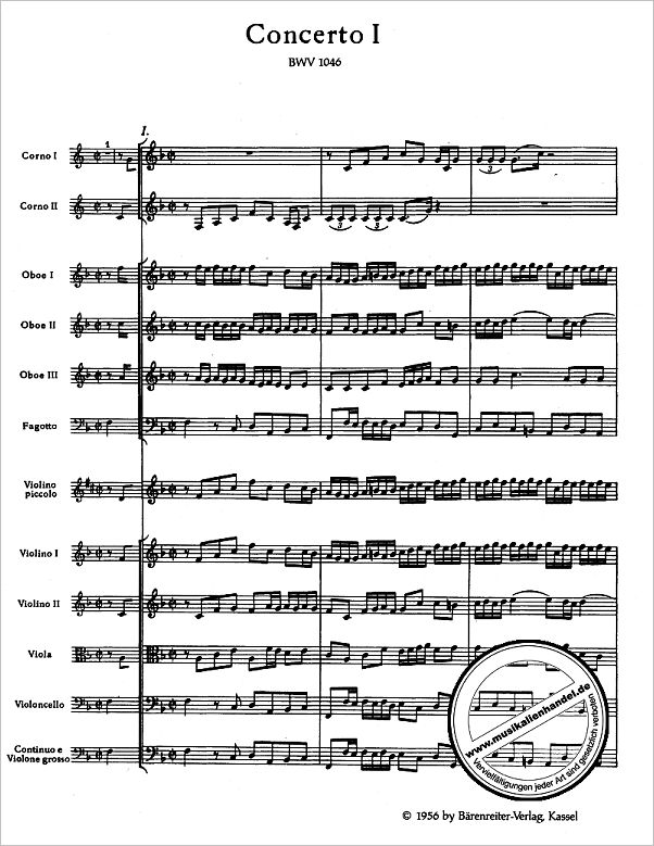 Notenbild für BATP 9 - BRANDENBURGISCHE KONZERTE 1-6 BWV 1046-1051