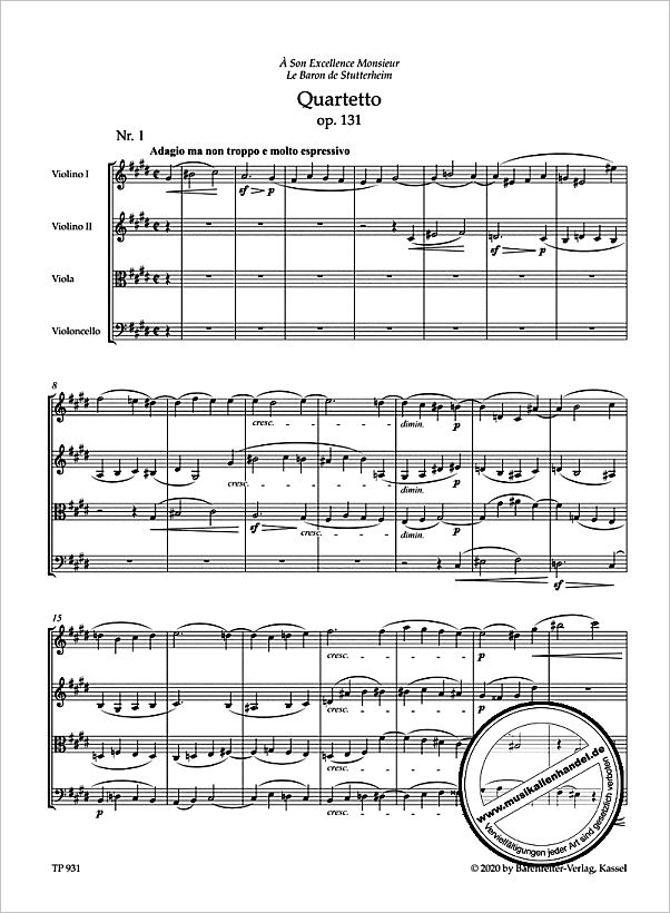 Notenbild für BATP 931 - Quartett cis-moll op 131
