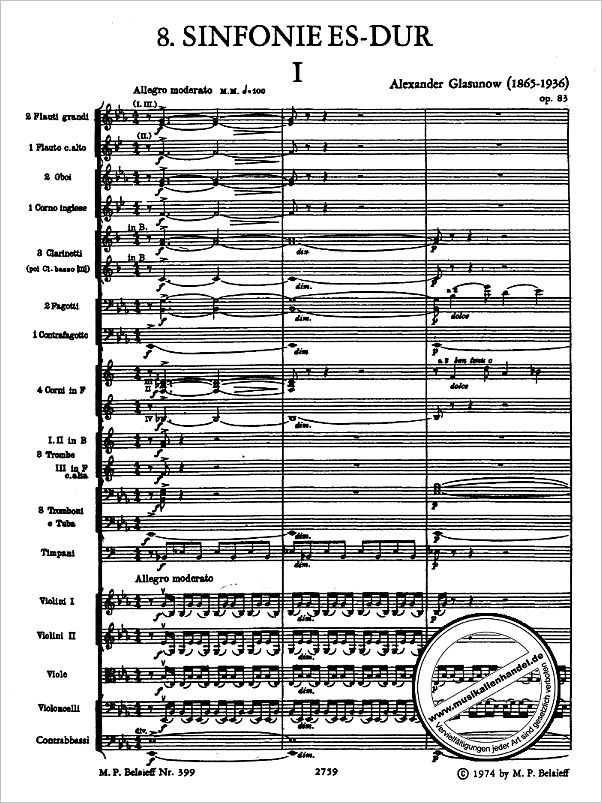 Notenbild für BEL 399 - SINFONIE 8 ES-DUR OP 83