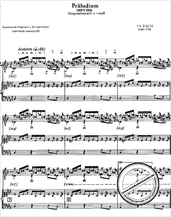 Notenbild für BG -B1-1 - PRAELUDIUM BWV 999