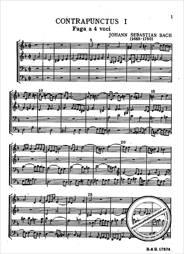 Notenbild für BH 6500004 - KUNST DER FUGE BWV 1080