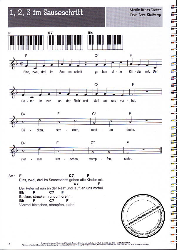 Notenbild für BOE 7933 - 100 Kinderlieder für Keyboard