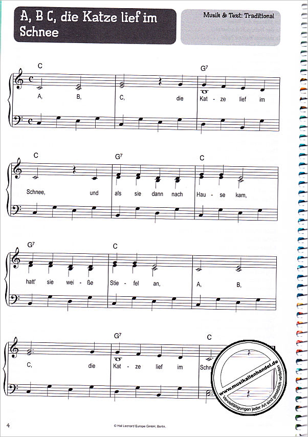Notenbild für BOE 7965 - 100 Kinderlieder für Klavier 2