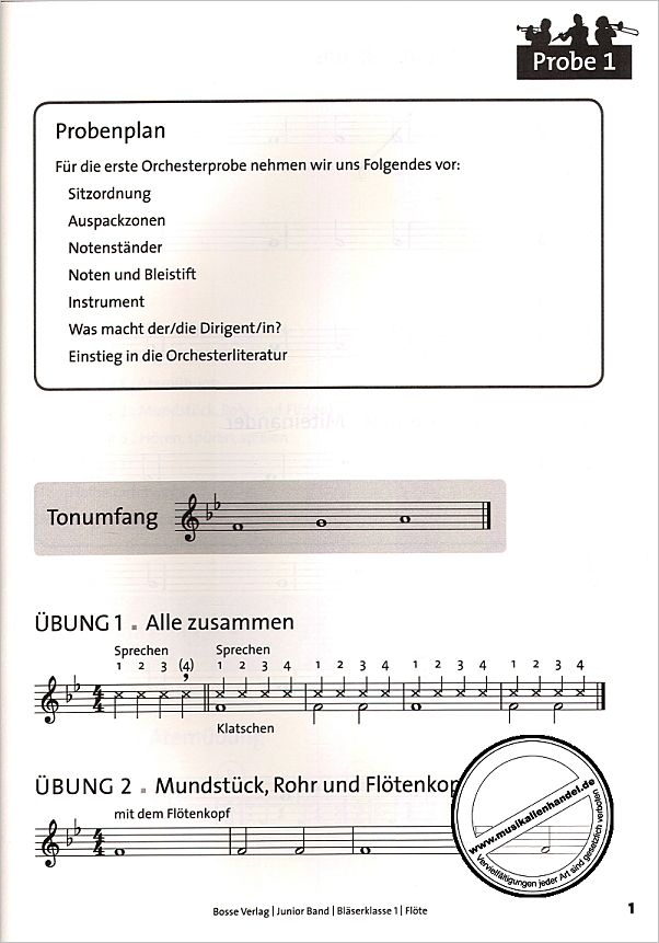 Notenbild für BOSSE 3416 - JUNIOR BAND - BLAESERKLASSE 1