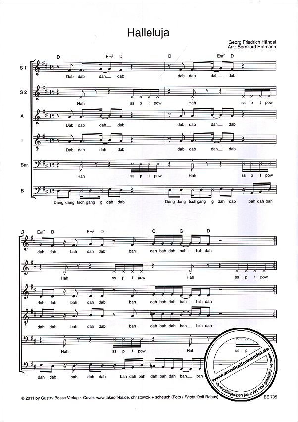 Notenbild für BOSSE 735 - HALLELUJA (MESSIAS)