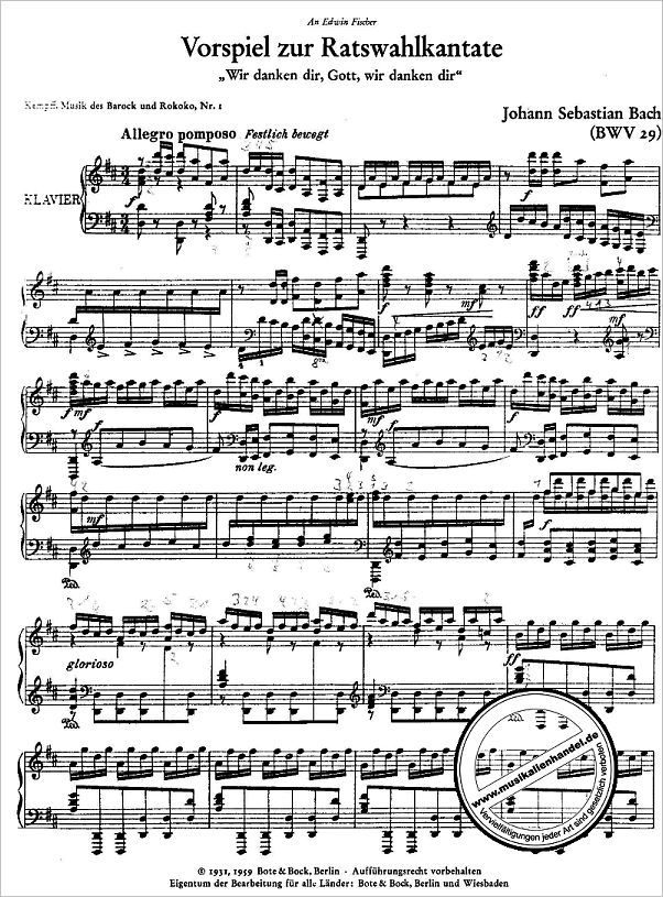 Notenbild für BOTE 0087 - SINFONIA AUS DER RATSWAHLKANTATE BWV 29