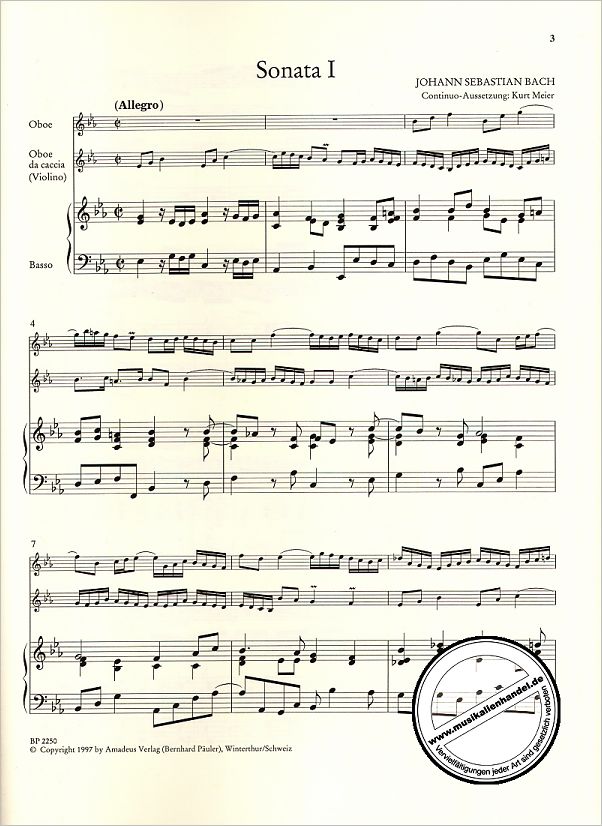 Notenbild für BP 2250 - TRIOSONATE 1 ES-DUR BWV 525