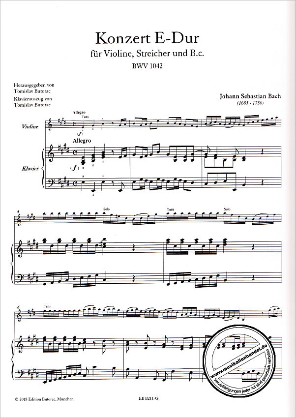 Notenbild für BUTORAC -B211-G - Konzert E-Dur