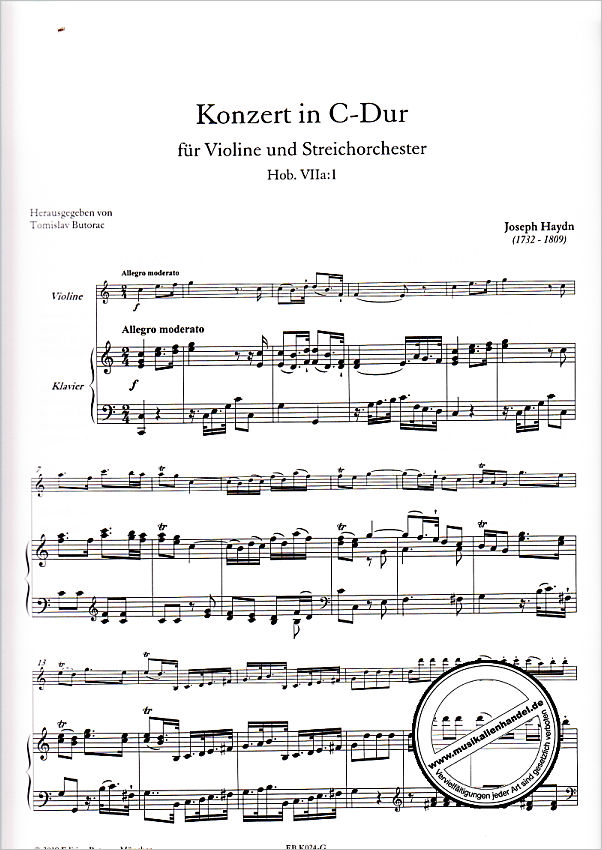 Notenbild für BUTORAC -K024-G - Konzert C-Dur Hob 7a/1
