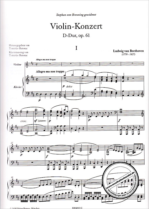 Notenbild für BUTORAC -K042-G - Konzert D-Dur op 61