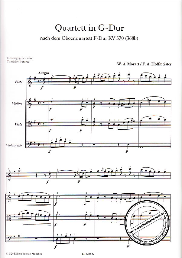 Notenbild für BUTORAC -K056-G - Quartett G-Dur