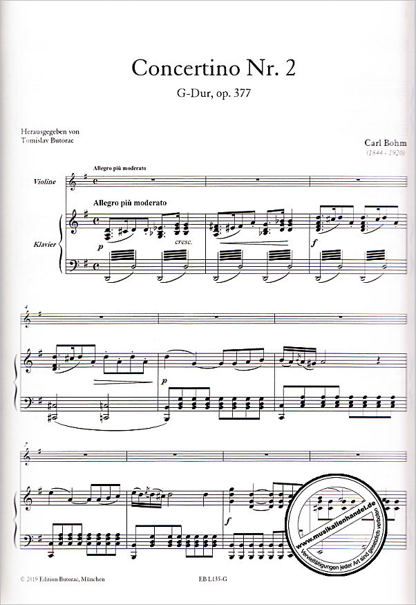 Notenbild für BUTORAC -L135-G - Concertino 2 G-Dur op 377