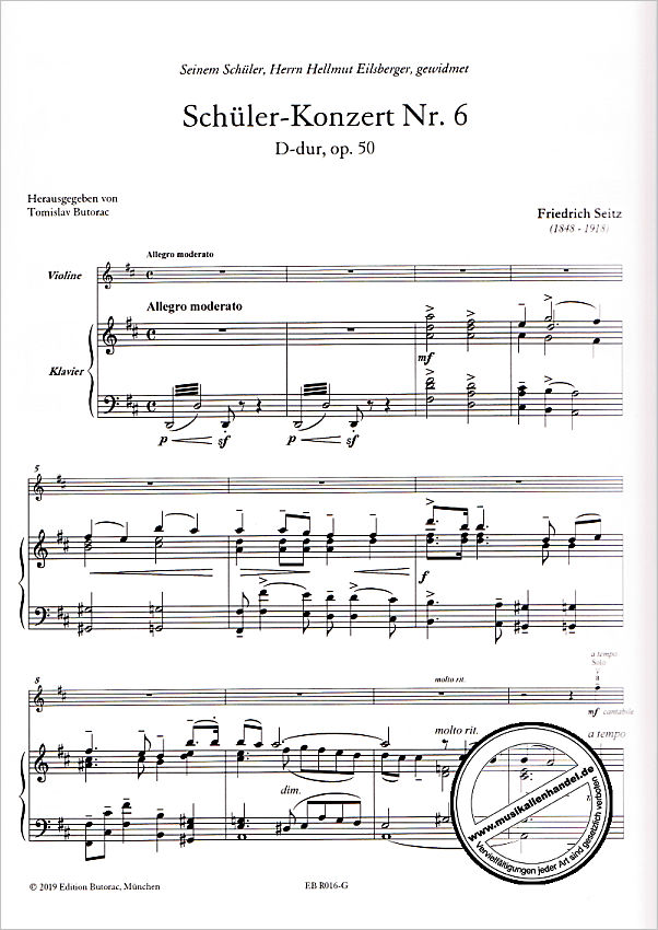 Notenbild für BUTORAC -R016-G - Konzert 6 D-Dur op 50