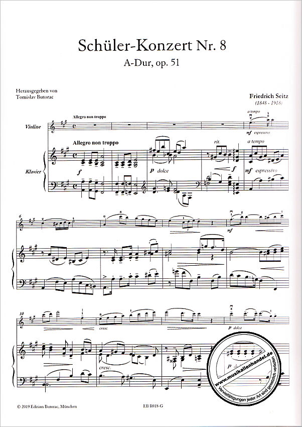 Notenbild für BUTORAC -R018-G - Konzert 8 A-Dur op 51