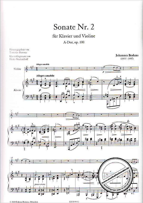 Notenbild für BUTORAC -R048-G - Sonate 2 A-Dur op 100