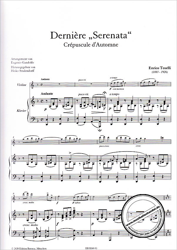 Notenbild für BUTORAC -R160-G - Derniere Serenata | Crepuscule d'automne