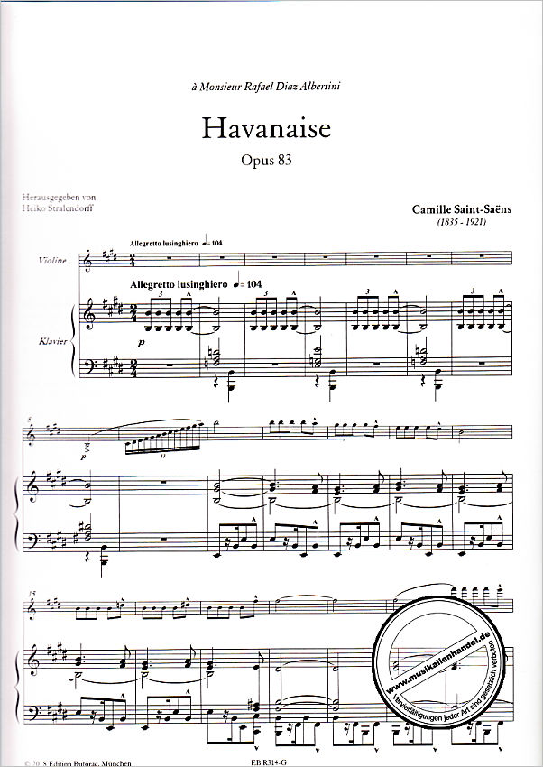 Notenbild für BUTORAC -R314-G - Havanaise op 83