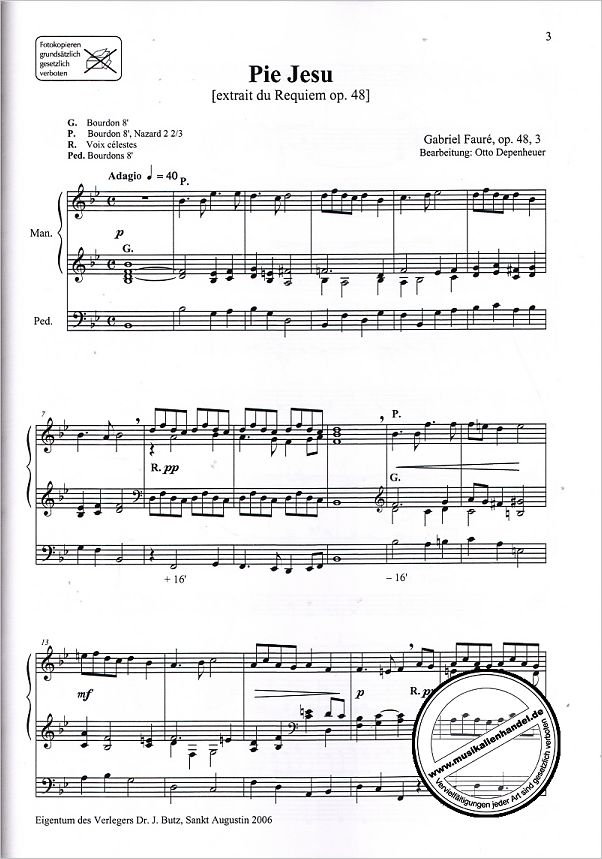 Notenbild für BUTZ 1953 - ORGELTRANSKRIPTIONEN 1