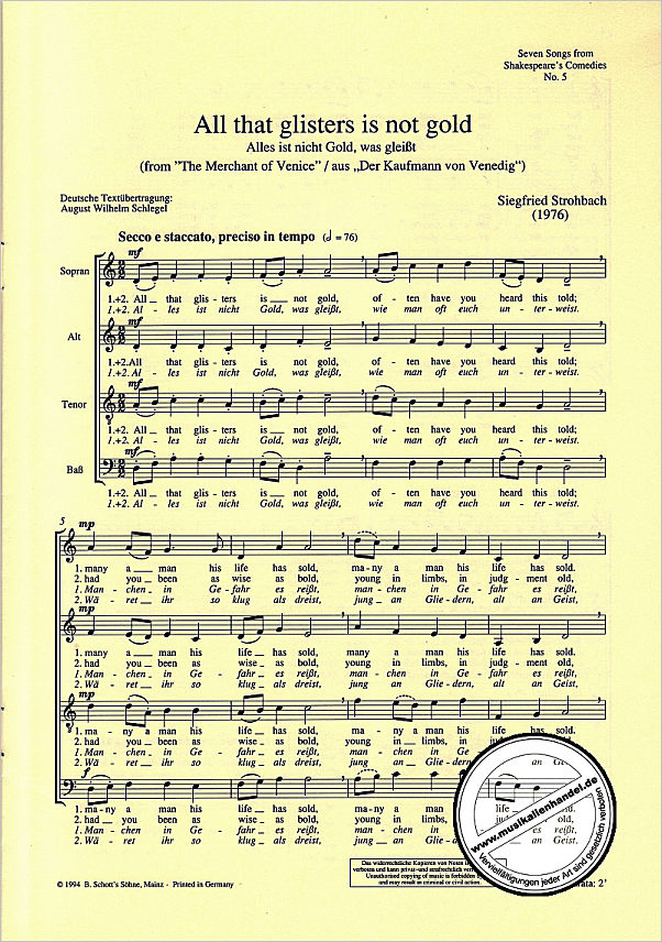Notenbild für C 47852 - 7 SONGS FROM SHAKESPEARE'S COMEDIES
