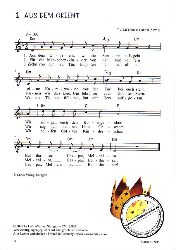 Notenbild für CARUS 12905-00 - Sternsingerlieder