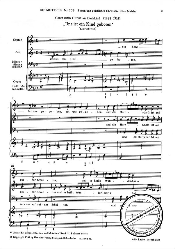 Notenbild für CARUS 1306 - UNS IST EIN KIND GEBOREN