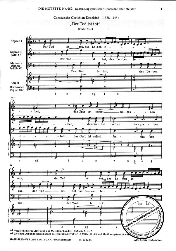 Notenbild für CARUS 1452 - DER TOD IST TOT