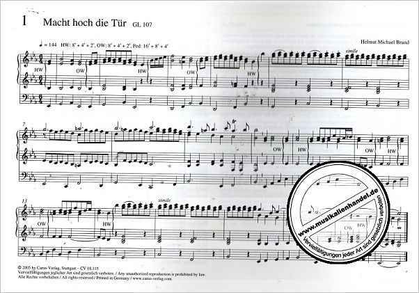 Notenbild für CARUS 18115 - APHORISMEN INTONATIONEN + CHORALVORSPIELE ZUM EKG (1-154) BD 1