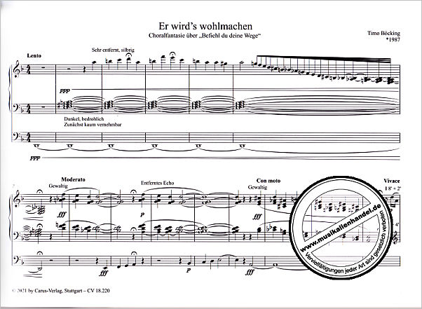 Notenbild für CARUS 18220-00 - Orgelmusik in Zeiten von Corona