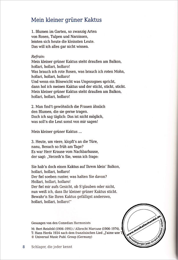 Notenbild für CARUS 2124-08 - SPIEL MIR EINE ALTE MELODIE