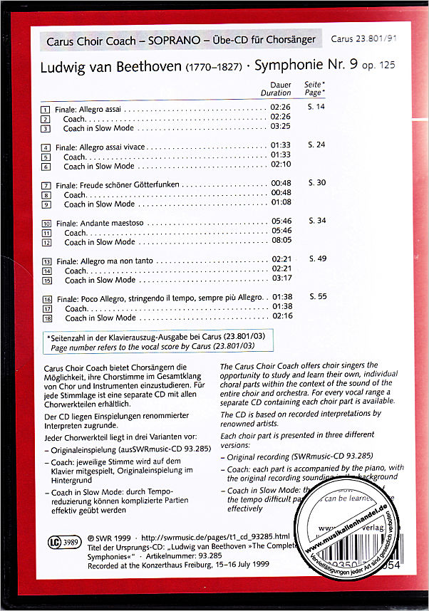 Notenbild für CARUS 23801-91 - ODE AN DIE FREUDE (SINFONIE 9 O