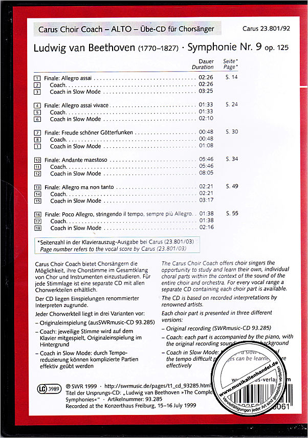 Notenbild für CARUS 23801-92 - ODE AN DIE FREUDE (SINFONIE 9 O