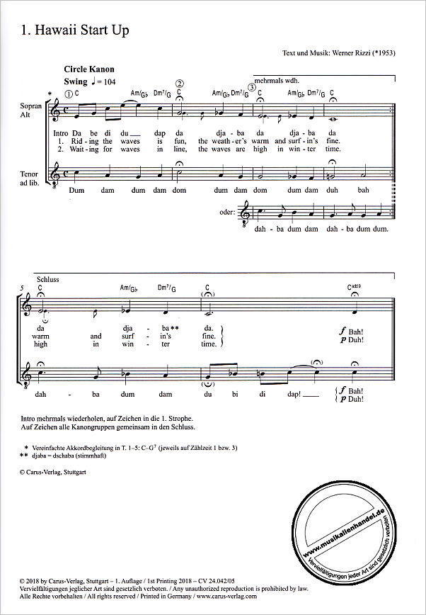Notenbild für CARUS 24042 - Sing Sang Song Band 3 : Chorleiter-Set
