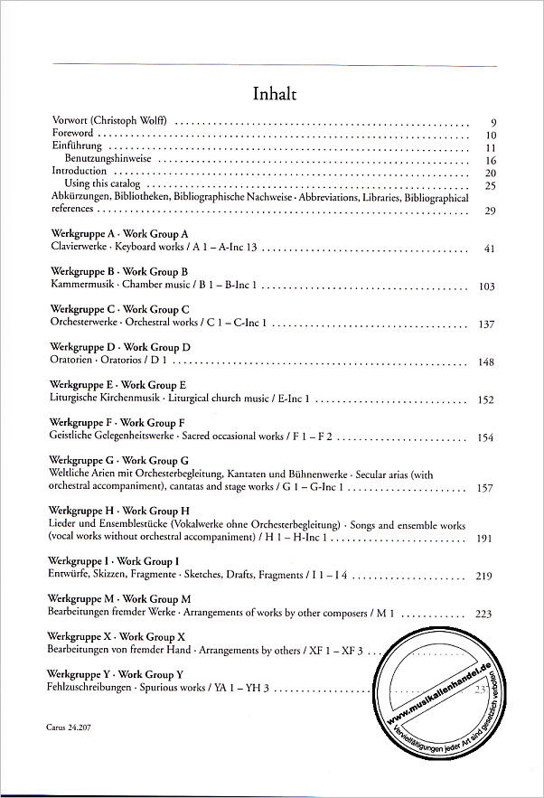 Notenbild für CARUS 24207-00 - Thematisch systematisches Verzeichnis der musikalischen Werke