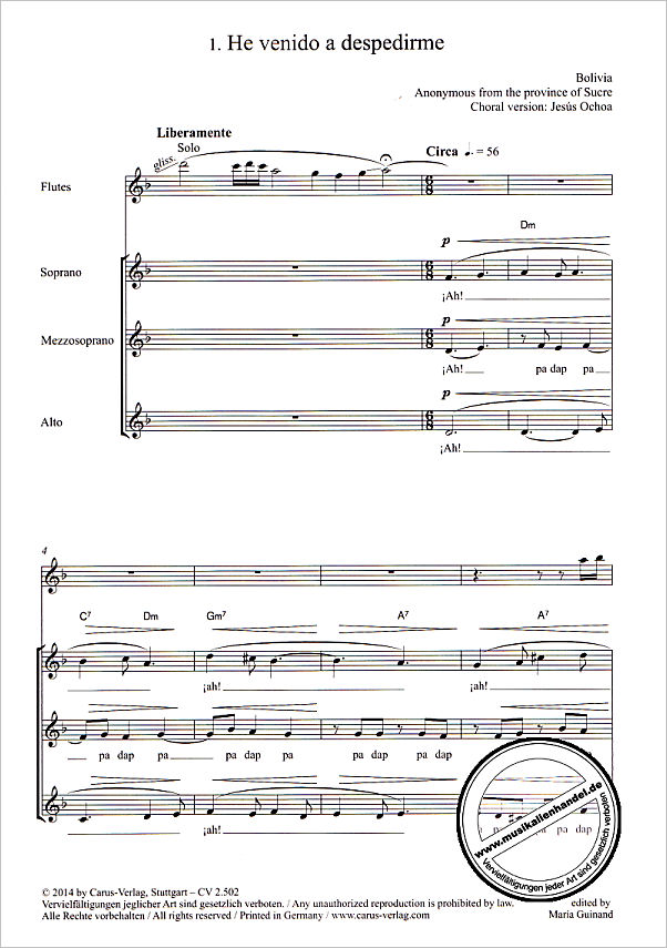 Notenbild für CARUS 2502-00 - MAKUMBEBE 2 - LATIN AMERICAN CHORAL REPERTOIRE