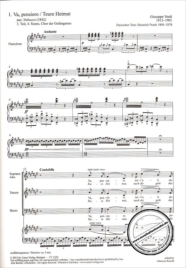 Notenbild für CARUS 2652 - GROSSE OPERNCHOERE