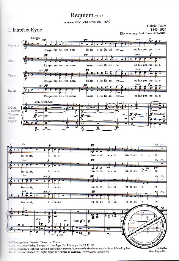Notenbild für CARUS 27311-02 - Requiem op 48