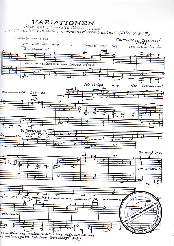 Notenbild für CARUS 29189-00 - VARIATIONEN UEBER DAS CHORALLIED BWV 517