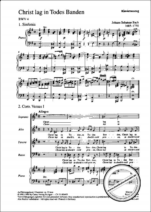 Notenbild für CARUS 31004-03 - KANTATE 4 CHRIST LAG IN TODESBANDEN BWV 4