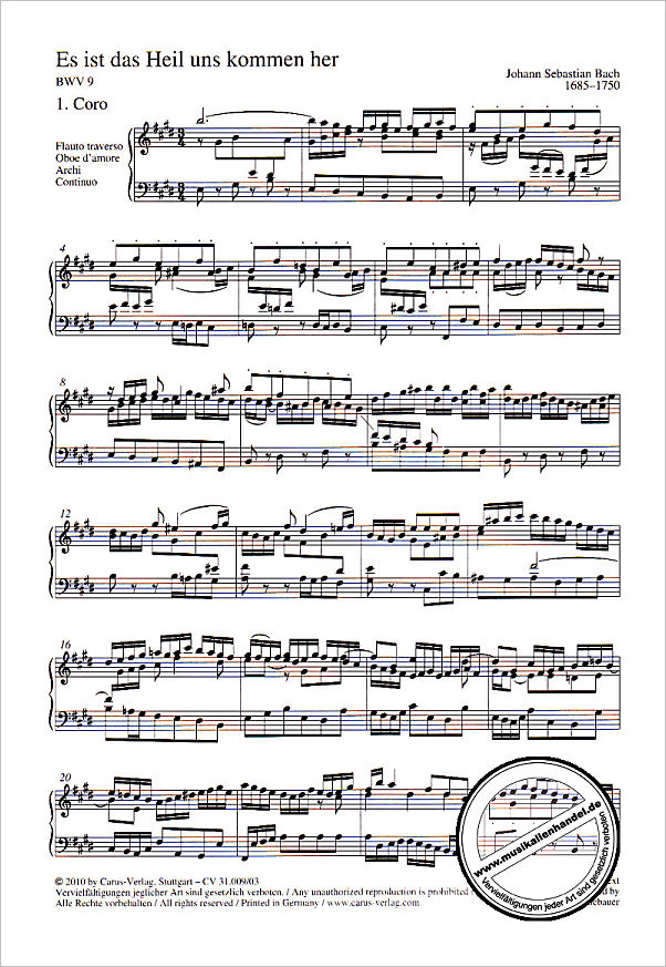 Notenbild für CARUS 31009-03 - KANTATE 9 ES IST DAS HEIL UNS KOMMEN HER BWV 9