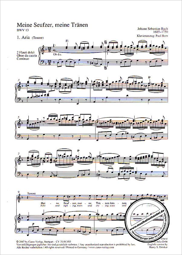 Notenbild für CARUS 31013-03 - KANTATE 13 MEINE SEUFZER MEINE TRAENEN BWV 13
